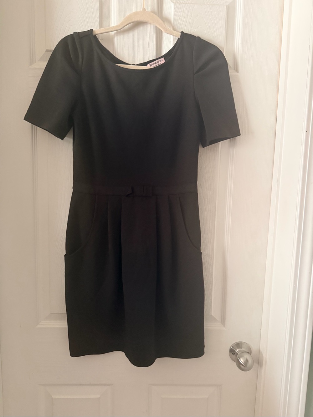 Juicy Couture Black Short Sleeve Bow-Waist Dress